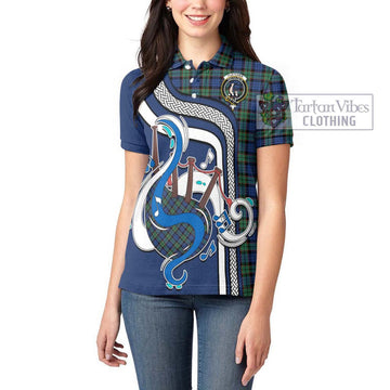 Fletcher Ancient Tartan Women's Polo Shirt with Epic Bagpipe Style