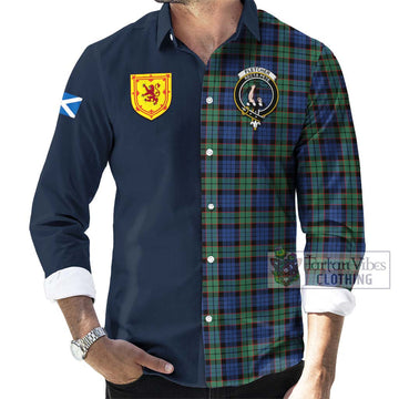 Fletcher Ancient Tartan Long Sleeve Button Shirt Alba with Scottish Lion Royal Arm Half Style