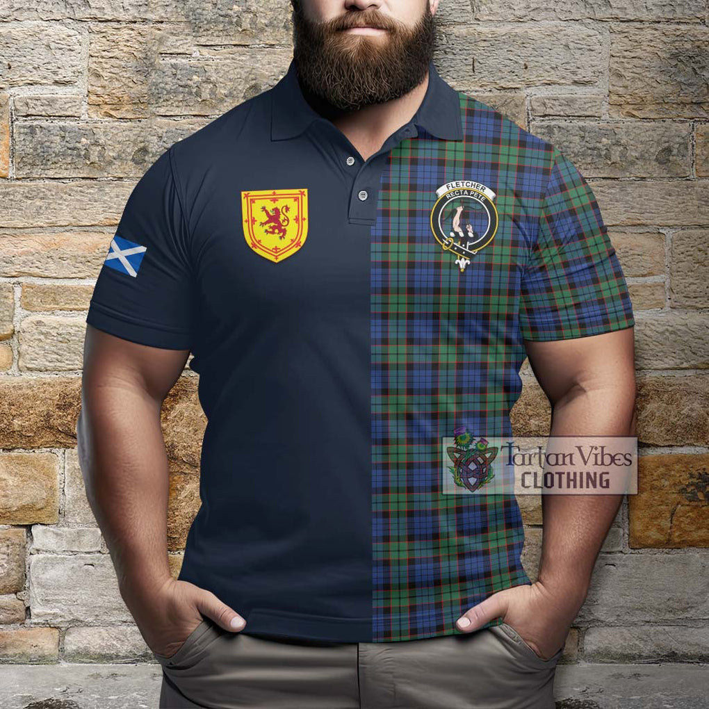 Tartan Vibes Clothing Fletcher Ancient Tartan Polo Shirt with Scottish Lion Royal Arm Half Style