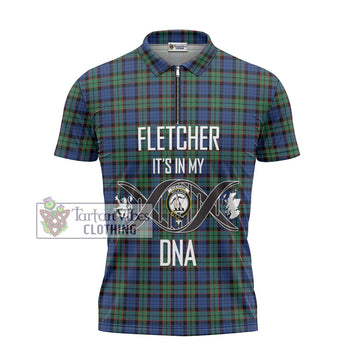 Fletcher Ancient Tartan Zipper Polo Shirt with Family Crest DNA In Me Style