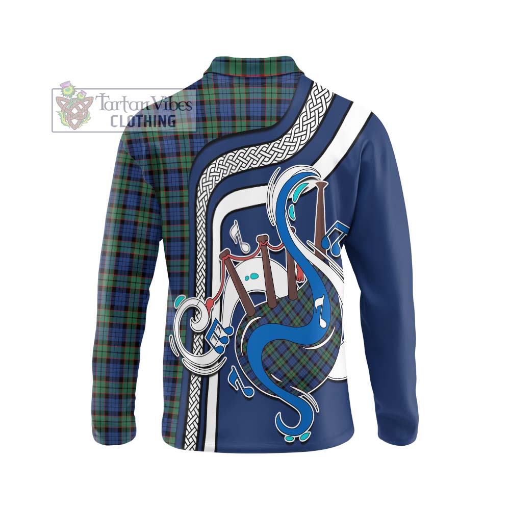 Tartan Vibes Clothing Fletcher Ancient Tartan Long Sleeve Polo Shirt with Epic Bagpipe Style