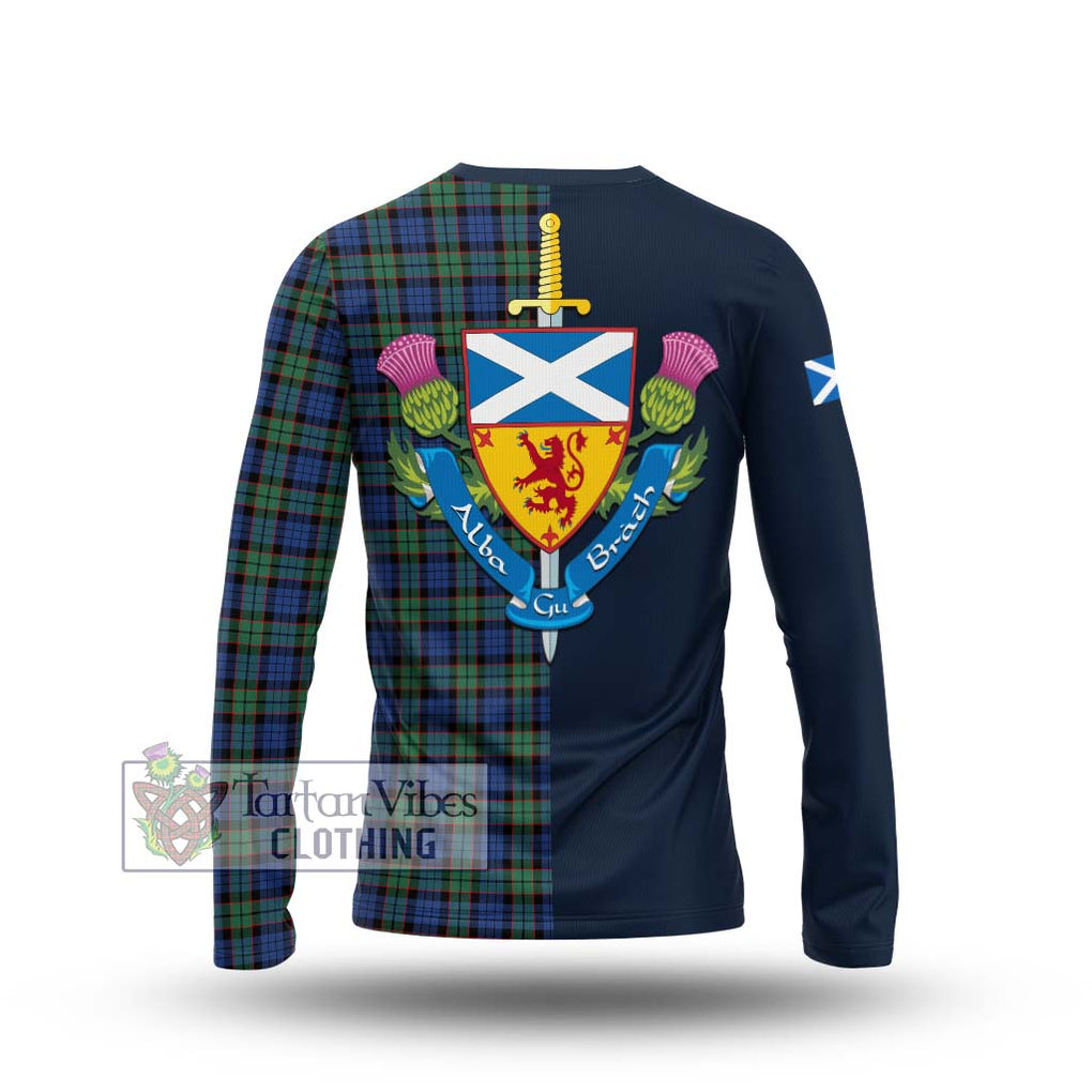 Tartan Vibes Clothing Fletcher Ancient Tartan Long Sleeve T-Shirt with Scottish Lion Royal Arm Half Style