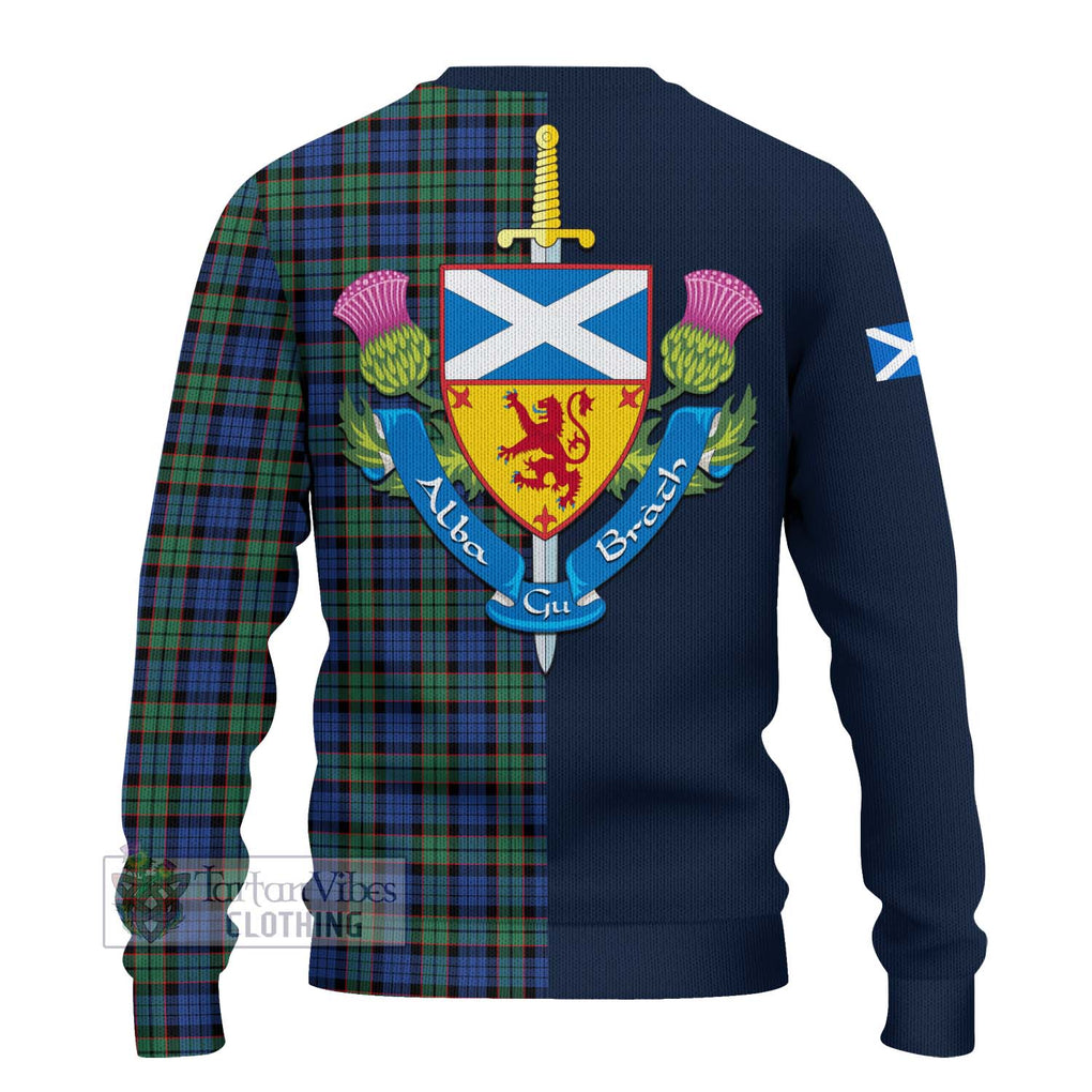 Tartan Vibes Clothing Fletcher Ancient Tartan Knitted Sweater with Scottish Lion Royal Arm Half Style