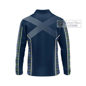 Fletcher Ancient Tartan Long Sleeve Polo Shirt with Family Crest and Lion Rampant Vibes Sport Style