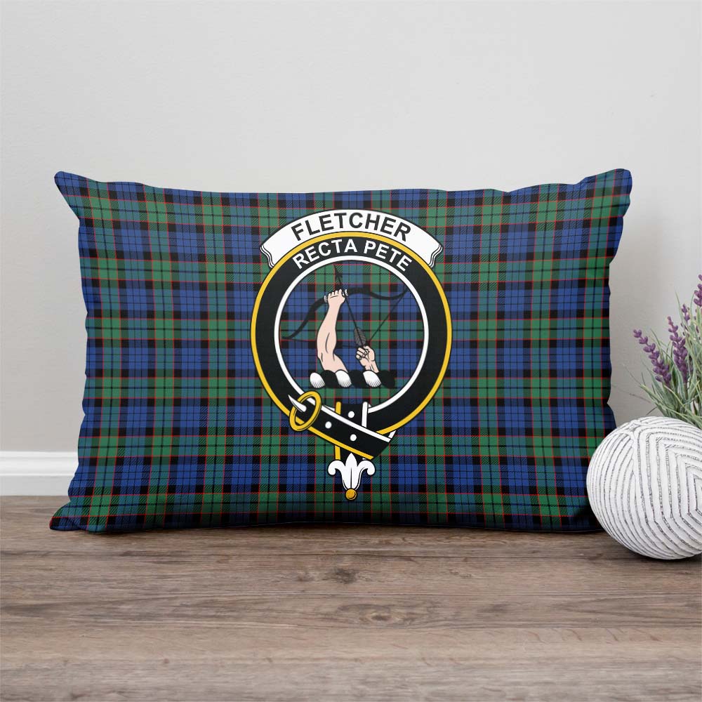 Fletcher Ancient Tartan Pillow Cover with Family Crest Rectangle Pillow Cover - Tartanvibesclothing