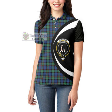 Fletcher Ancient Tartan Women's Polo Shirt with Family Crest Circle Style