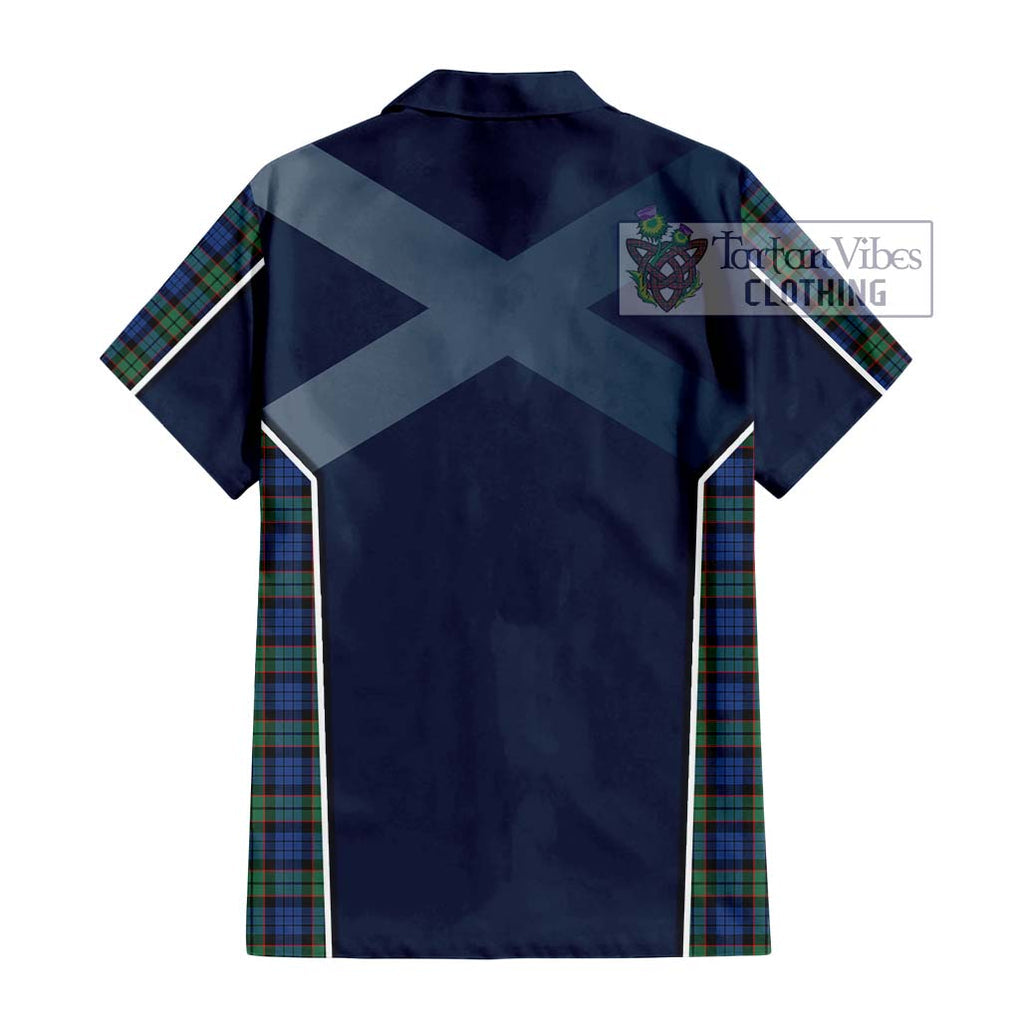 Fletcher Ancient Tartan Short Sleeve Button Shirt with Family Crest and Lion Rampant Vibes Sport Style - Tartan Vibes Clothing