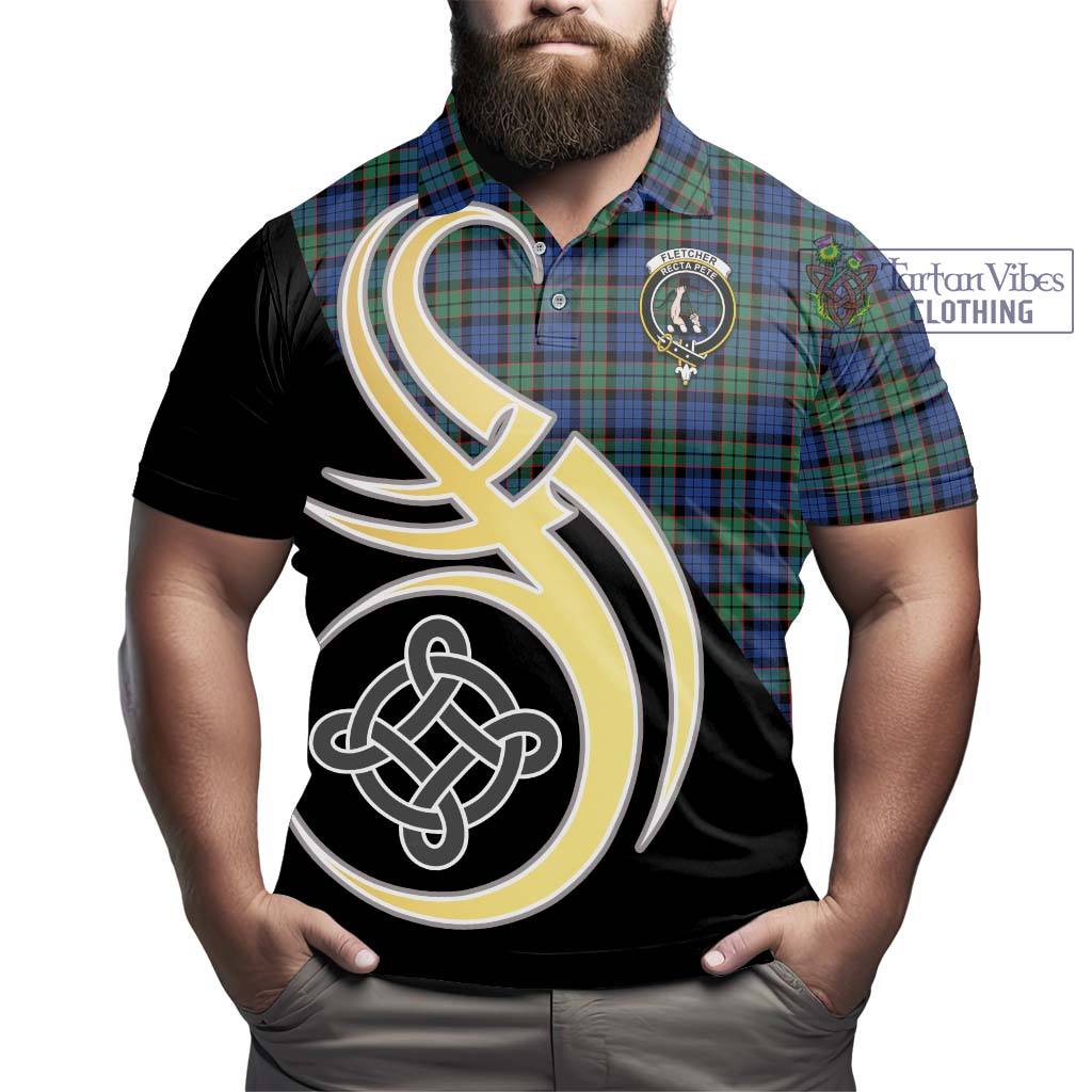 Fletcher Ancient Tartan Polo Shirt with Family Crest and Celtic Symbol Style - Tartan Vibes Clothing