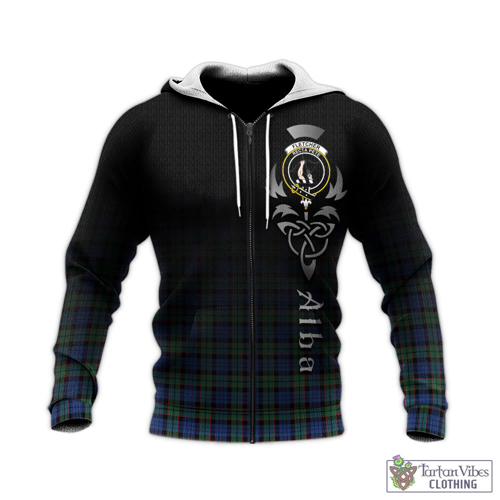 Tartan Vibes Clothing Fletcher Ancient Tartan Knitted Hoodie Featuring Alba Gu Brath Family Crest Celtic Inspired