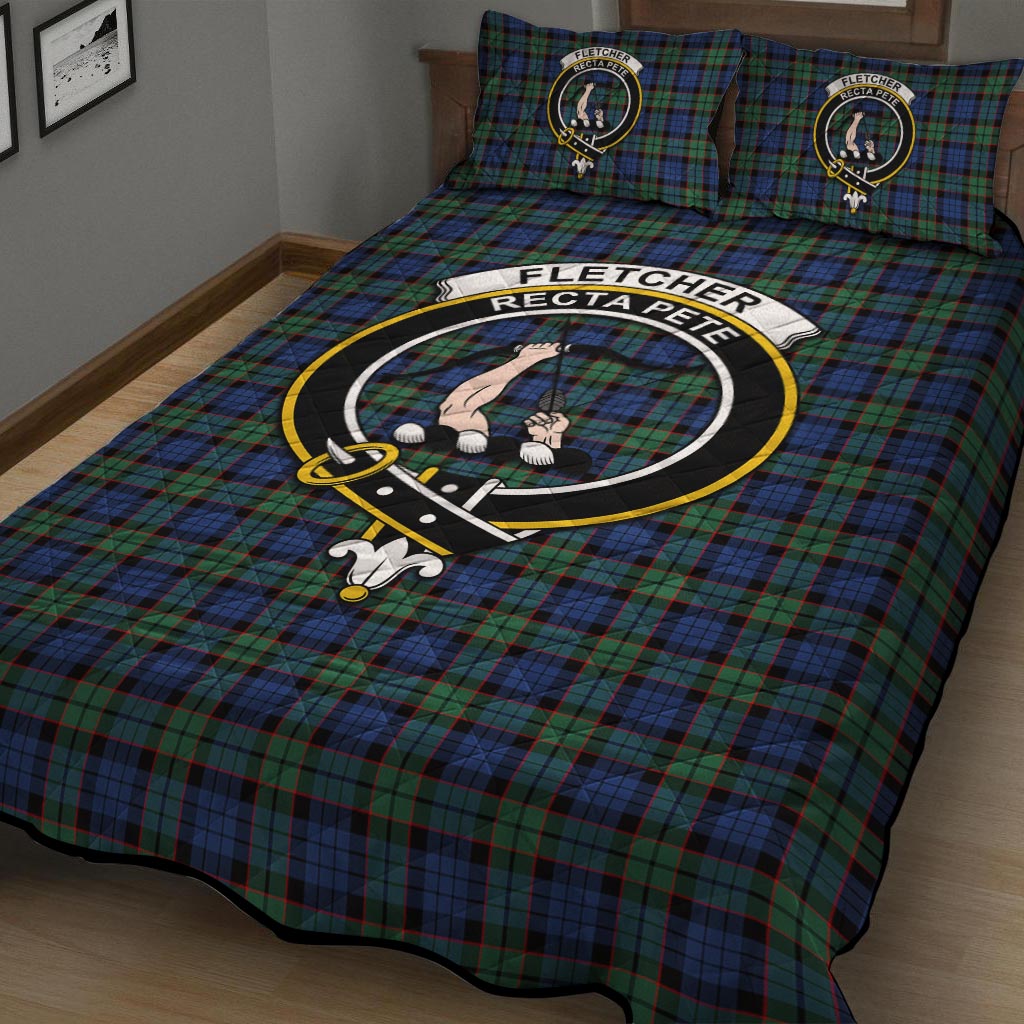 Fletcher Ancient Tartan Quilt Bed Set with Family Crest - Tartan Vibes Clothing