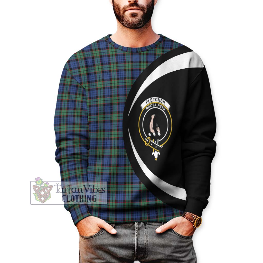 Tartan Vibes Clothing Fletcher Ancient Tartan Sweatshirt with Family Crest Circle Style