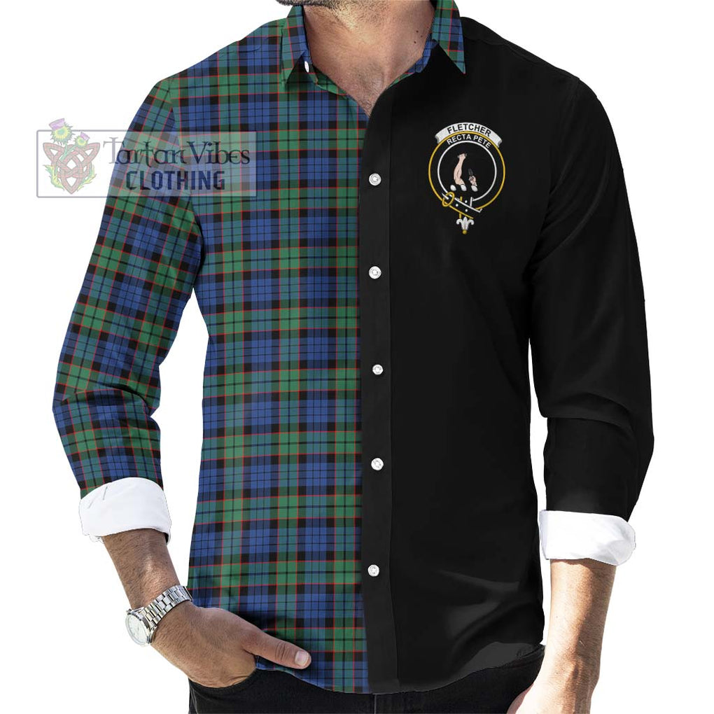 Fletcher Ancient Tartan Long Sleeve Button Shirt with Family Crest and Half Of Me Style - Tartanvibesclothing Shop