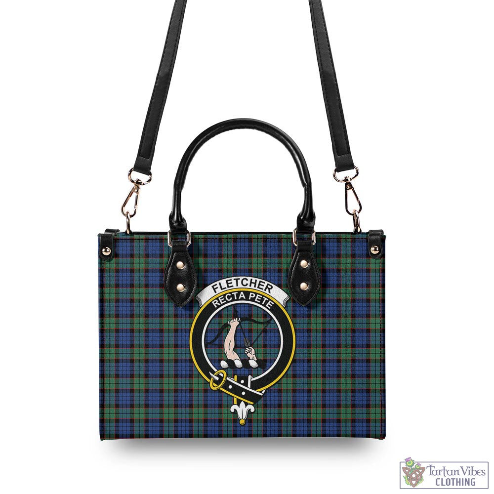 Tartan Vibes Clothing Fletcher Ancient Tartan Luxury Leather Handbags with Family Crest