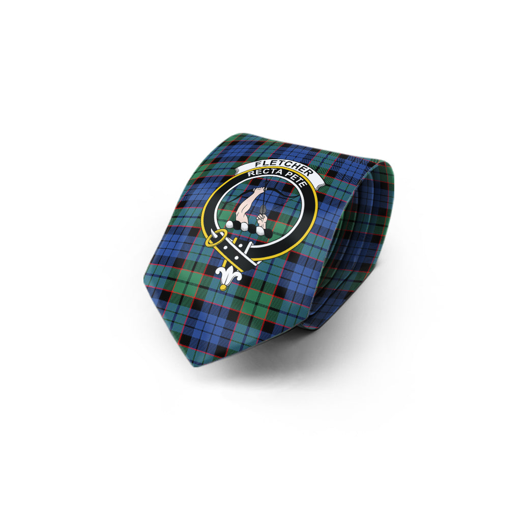 Fletcher Ancient Tartan Classic Necktie with Family Crest - Tartan Vibes Clothing