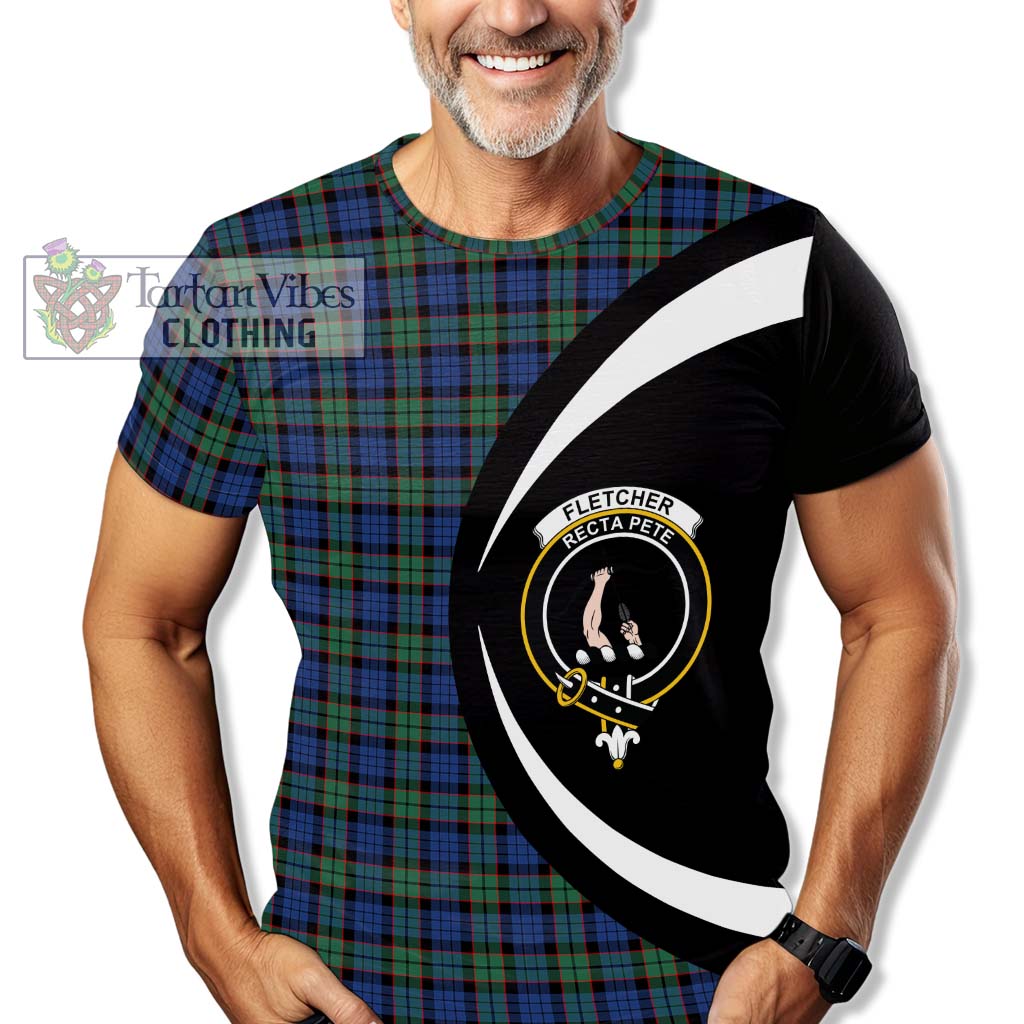 Tartan Vibes Clothing Fletcher Ancient Tartan T-Shirt with Family Crest Circle Style