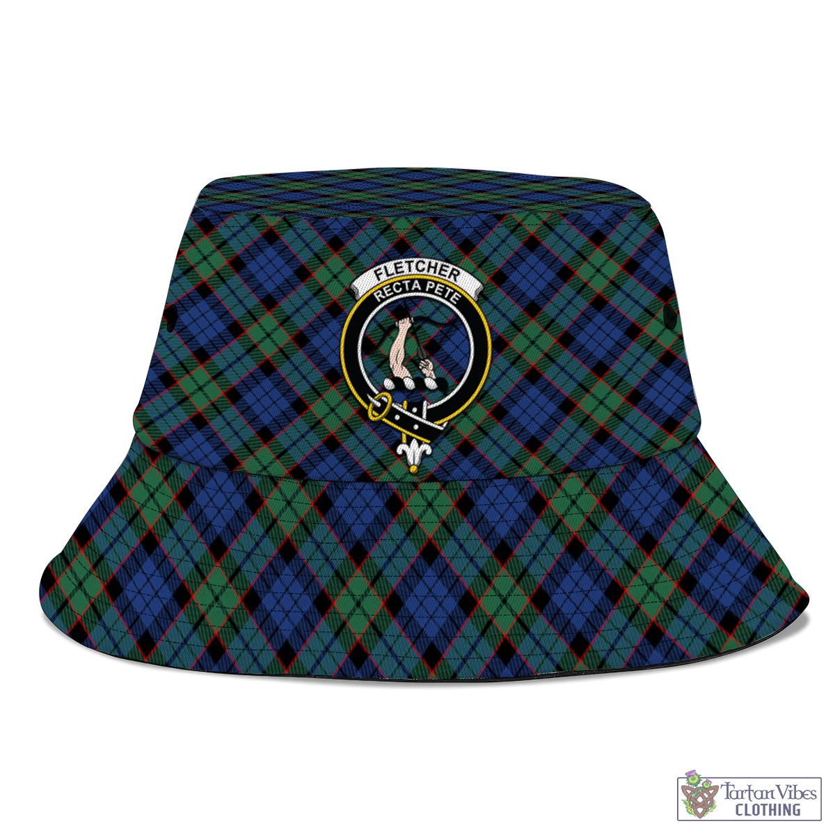 Tartan Vibes Clothing Fletcher Ancient Tartan Bucket Hat with Family Crest