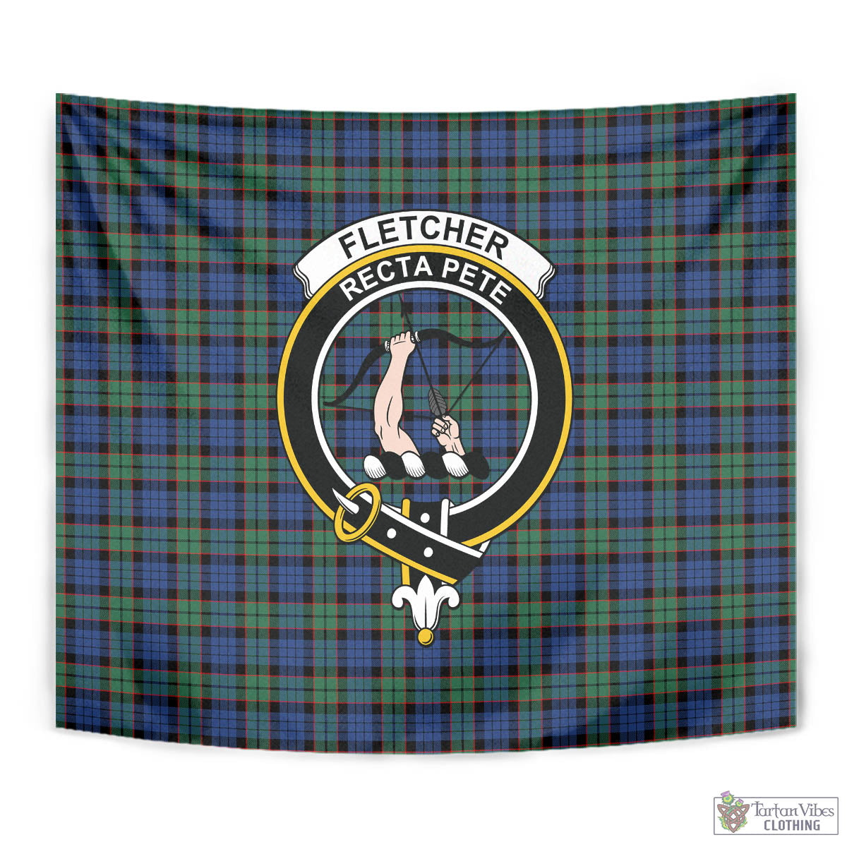 Tartan Vibes Clothing Fletcher Ancient Tartan Tapestry Wall Hanging and Home Decor for Room with Family Crest