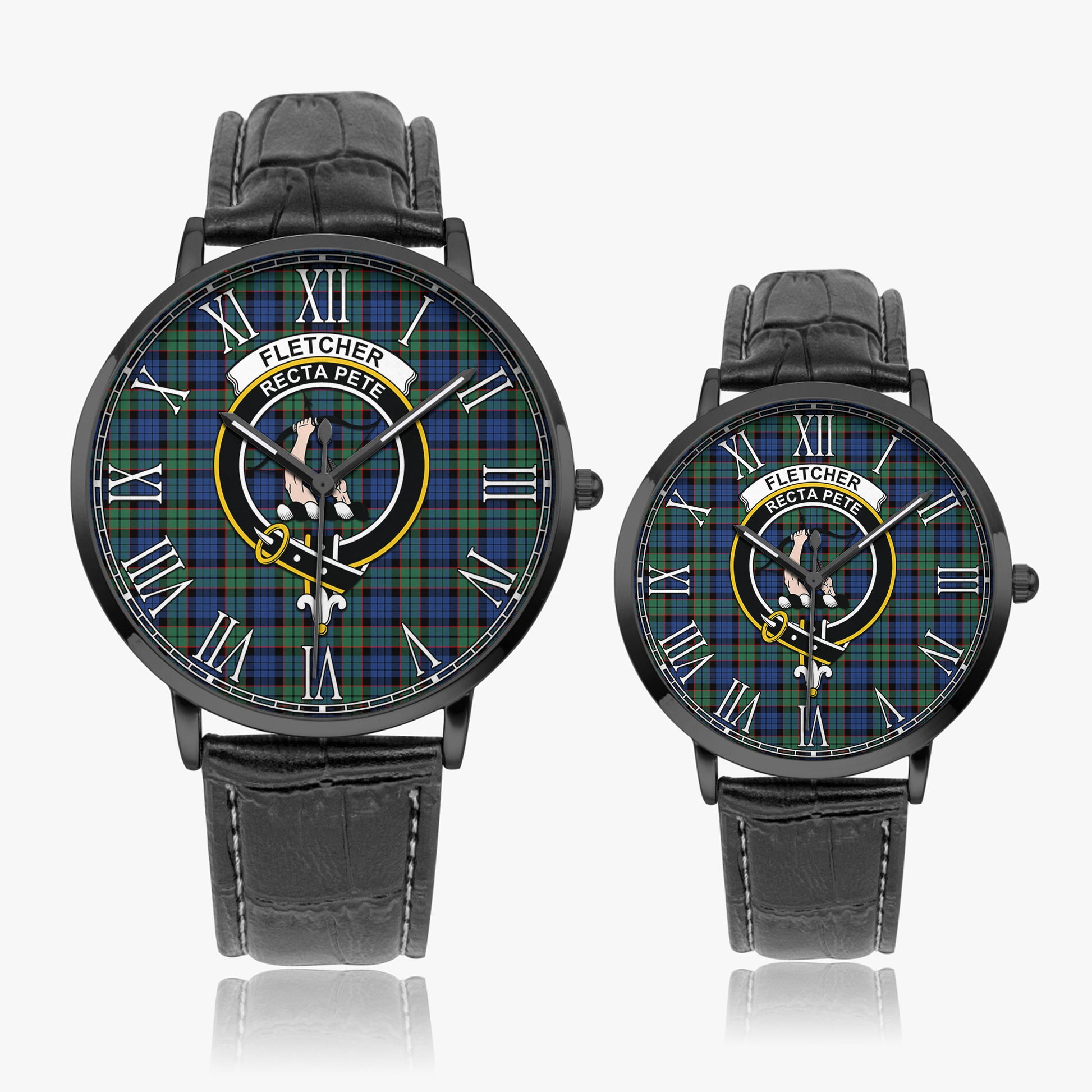 Fletcher Ancient Tartan Family Crest Leather Strap Quartz Watch - Tartanvibesclothing