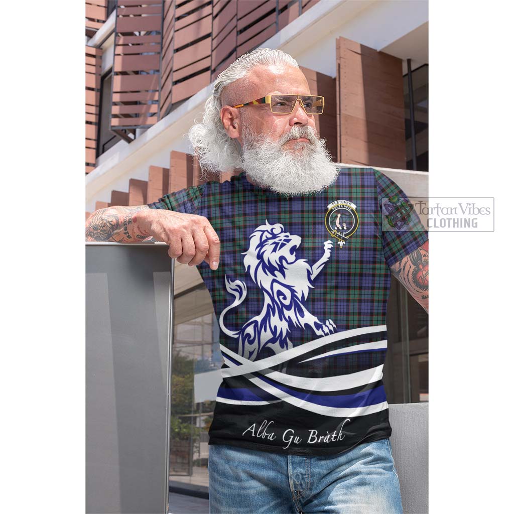 Tartan Vibes Clothing Fletcher Modern Tartan Cotton T-shirt with Alba Gu Brath Regal Lion Emblem