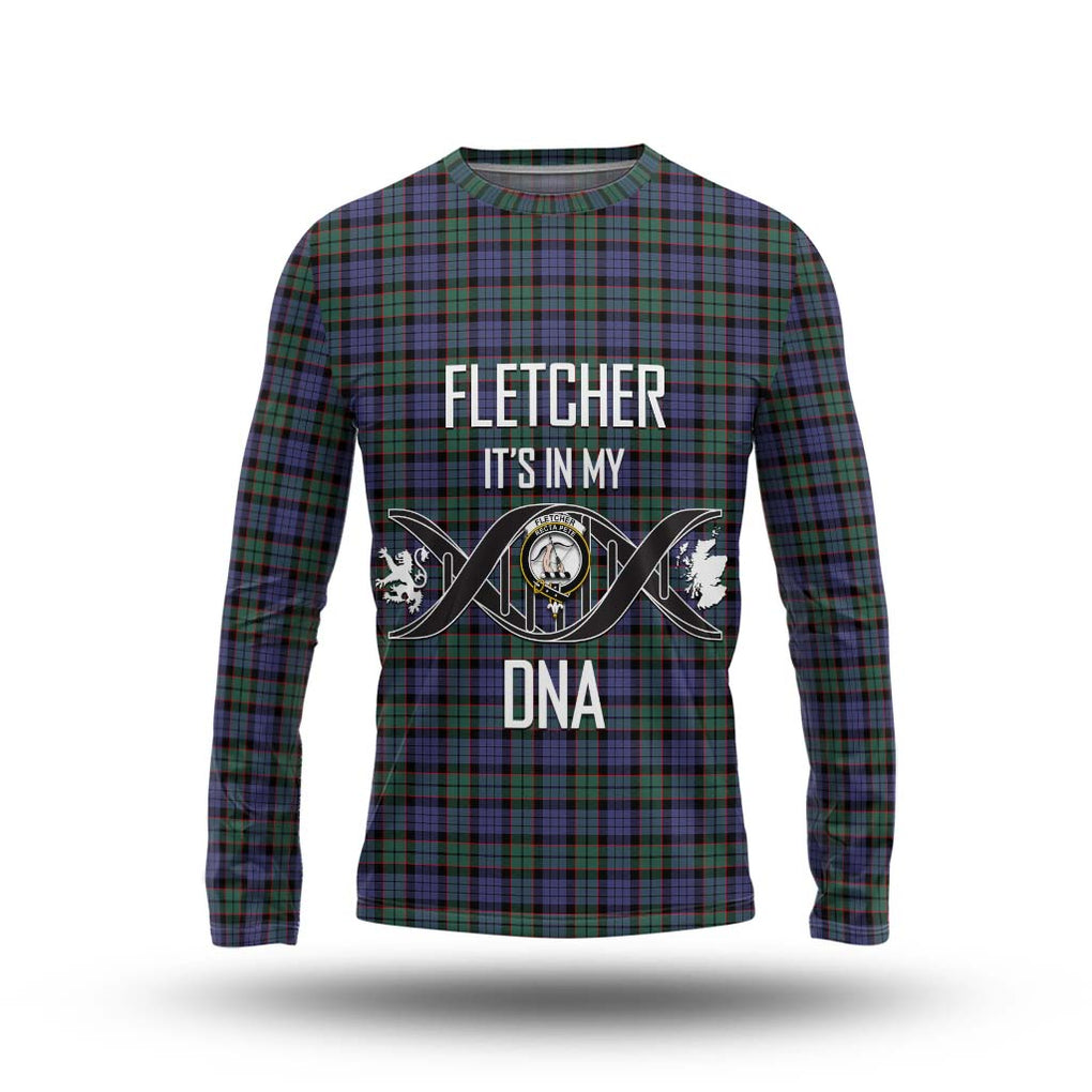 Fletcher Modern Tartan Long Sleeve T-Shirt with Family Crest DNA In Me Style Unisex - Tartanvibesclothing Shop