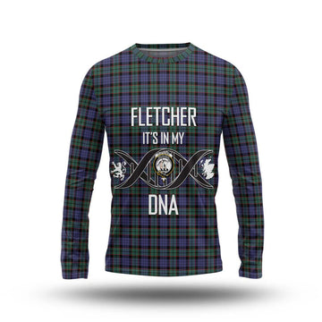 Fletcher Modern Tartan Long Sleeve T-Shirt with Family Crest DNA In Me Style