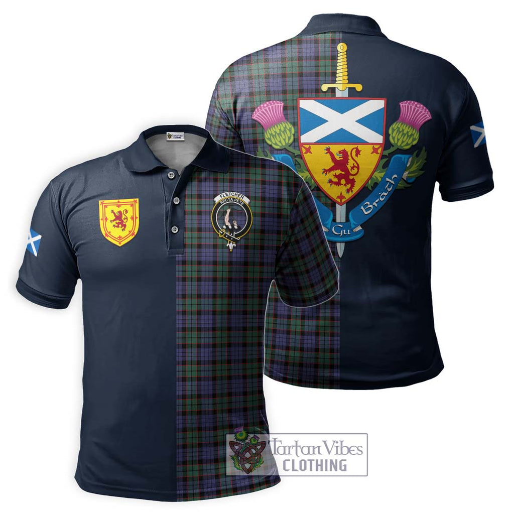 Tartan Vibes Clothing Fletcher Modern Tartan Polo Shirt with Scottish Lion Royal Arm Half Style