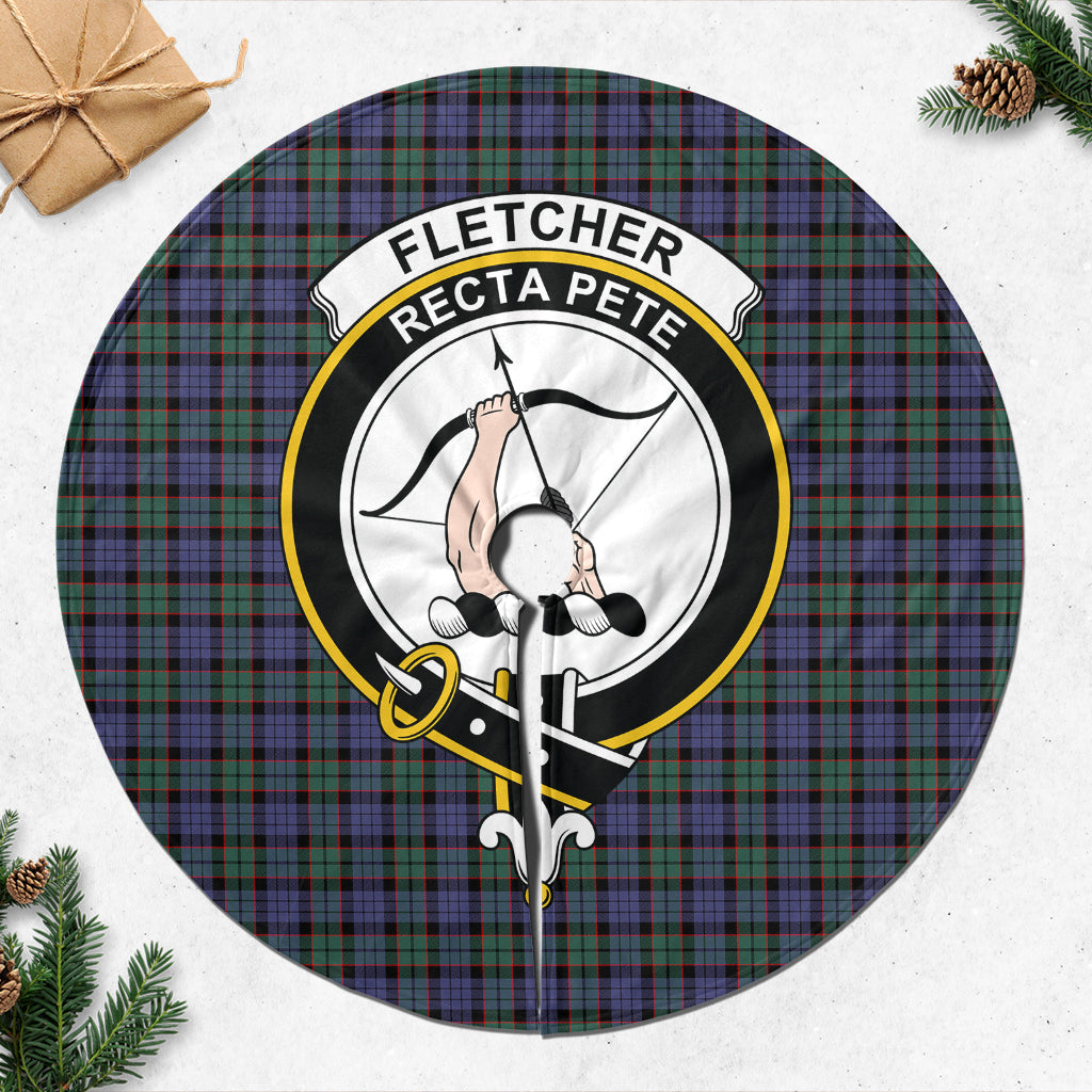 Fletcher Modern Tartan Christmas Tree Skirt with Family Crest - Tartanvibesclothing