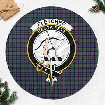 Fletcher Modern Tartan Christmas Tree Skirt with Family Crest