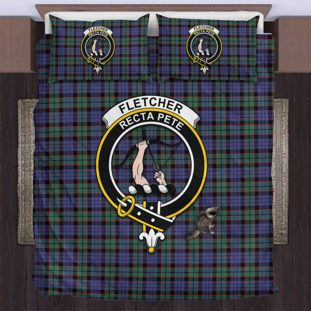 Fletcher Modern Tartan Bedding Set with Family Crest US Bedding Set - Tartan Vibes Clothing