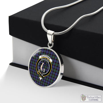 Fletcher Modern Tartan Circle Necklace with Family Crest