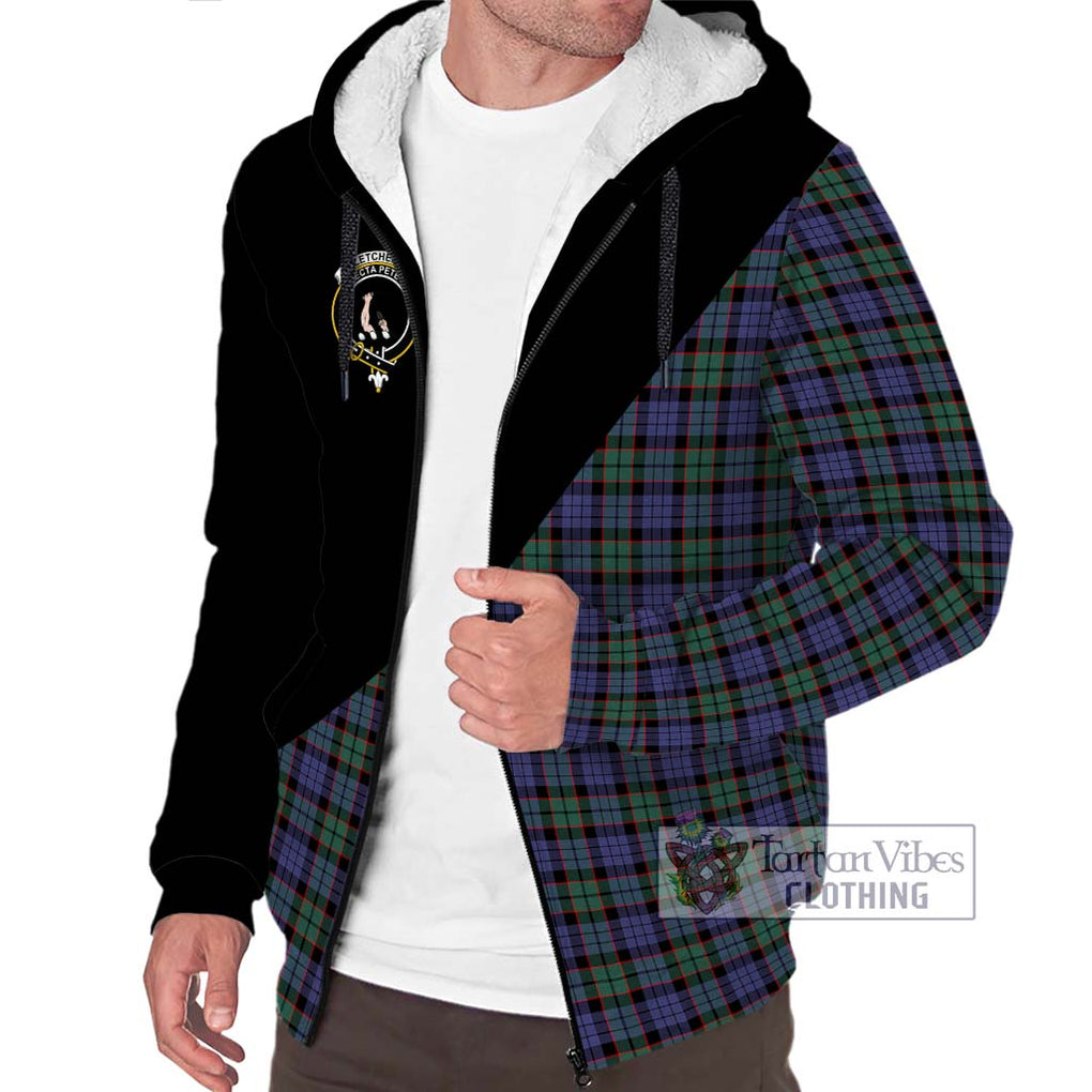 Fletcher Modern Tartan Sherpa Hoodie with Family Crest and Military Logo Style Unisex S - Tartanvibesclothing Shop