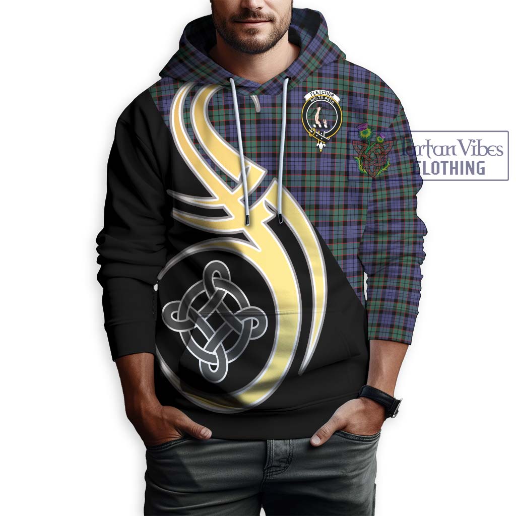 Fletcher Modern Tartan Hoodie with Family Crest and Celtic Symbol Style Zip Hoodie - Tartan Vibes Clothing