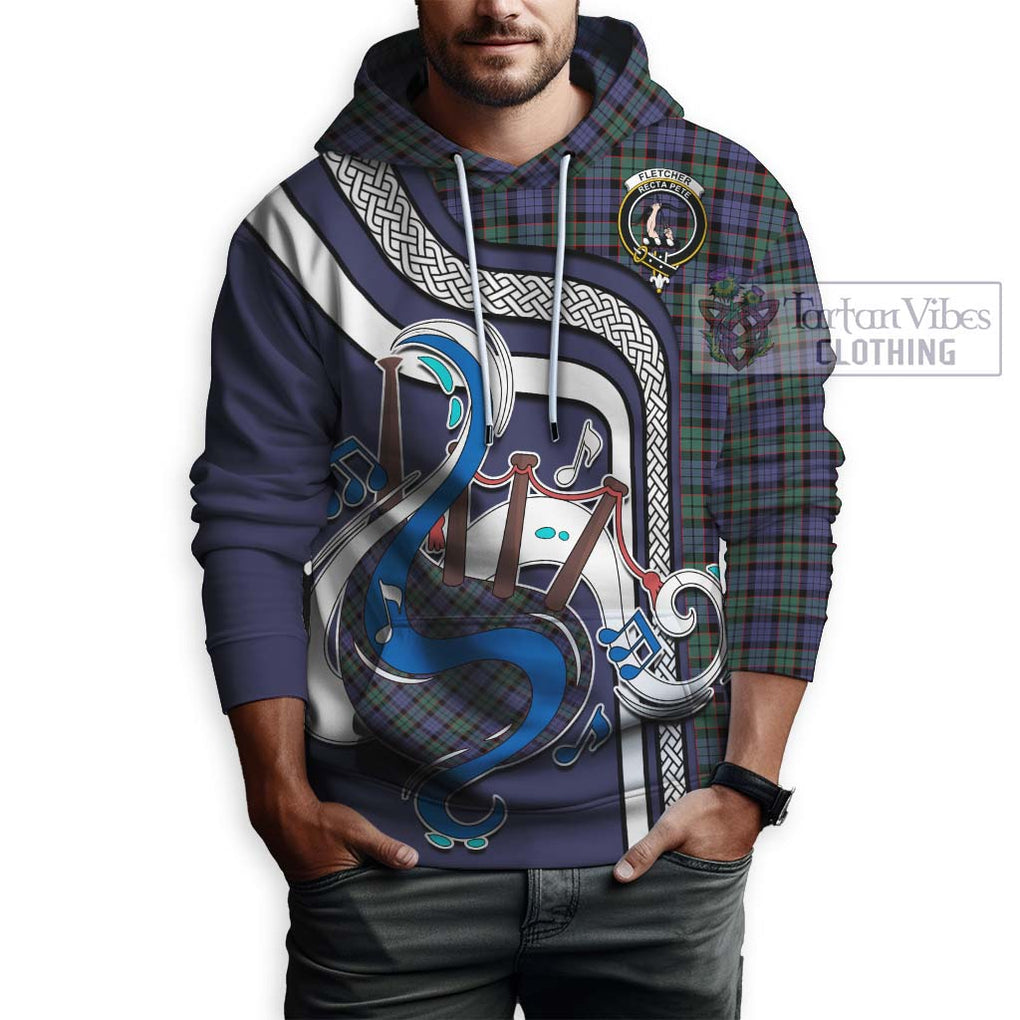 Fletcher Modern Tartan Hoodie with Epic Bagpipe Style Zip Hoodie - Tartanvibesclothing Shop