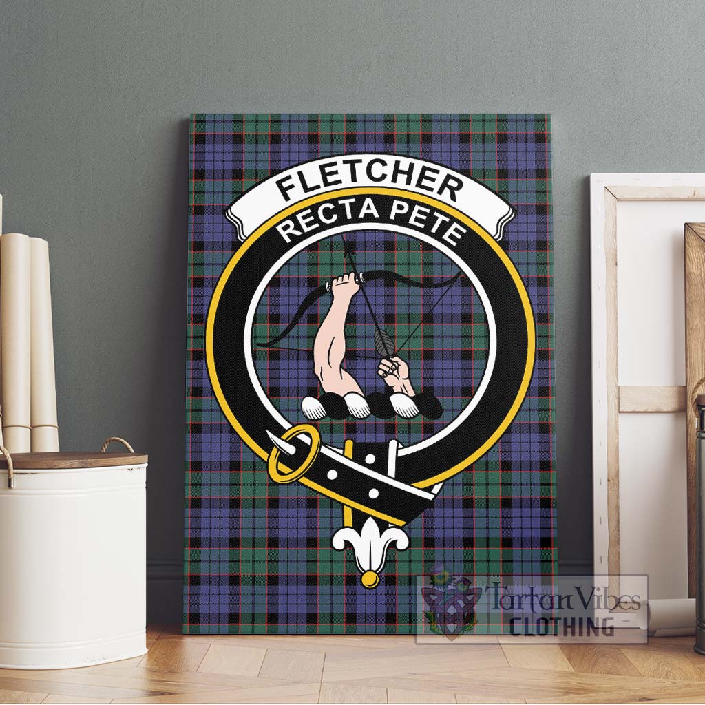 Tartan Vibes Clothing Fletcher Modern Tartan Canvas Print Wall Art with Family Crest