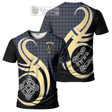 Fletcher Modern Tartan T-Shirt with Family Crest and Celtic Symbol Style