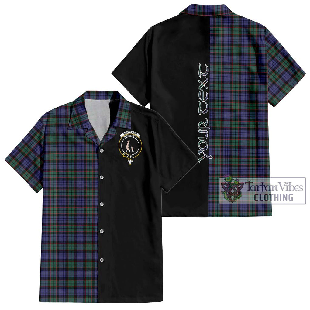 Fletcher Modern Tartan Short Sleeve Button Shirt with Family Crest and Half Of Me Style Kid - Tartanvibesclothing Shop