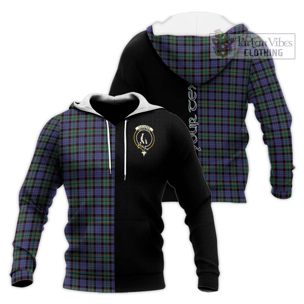 Fletcher Modern Tartan Knitted Hoodie with Family Crest and Half Of Me Style Unisex Knitted Pullover Hoodie - Tartanvibesclothing Shop