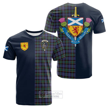 Fletcher Modern Tartan Cotton T-shirt with Scottish Lion Royal Arm Half Style