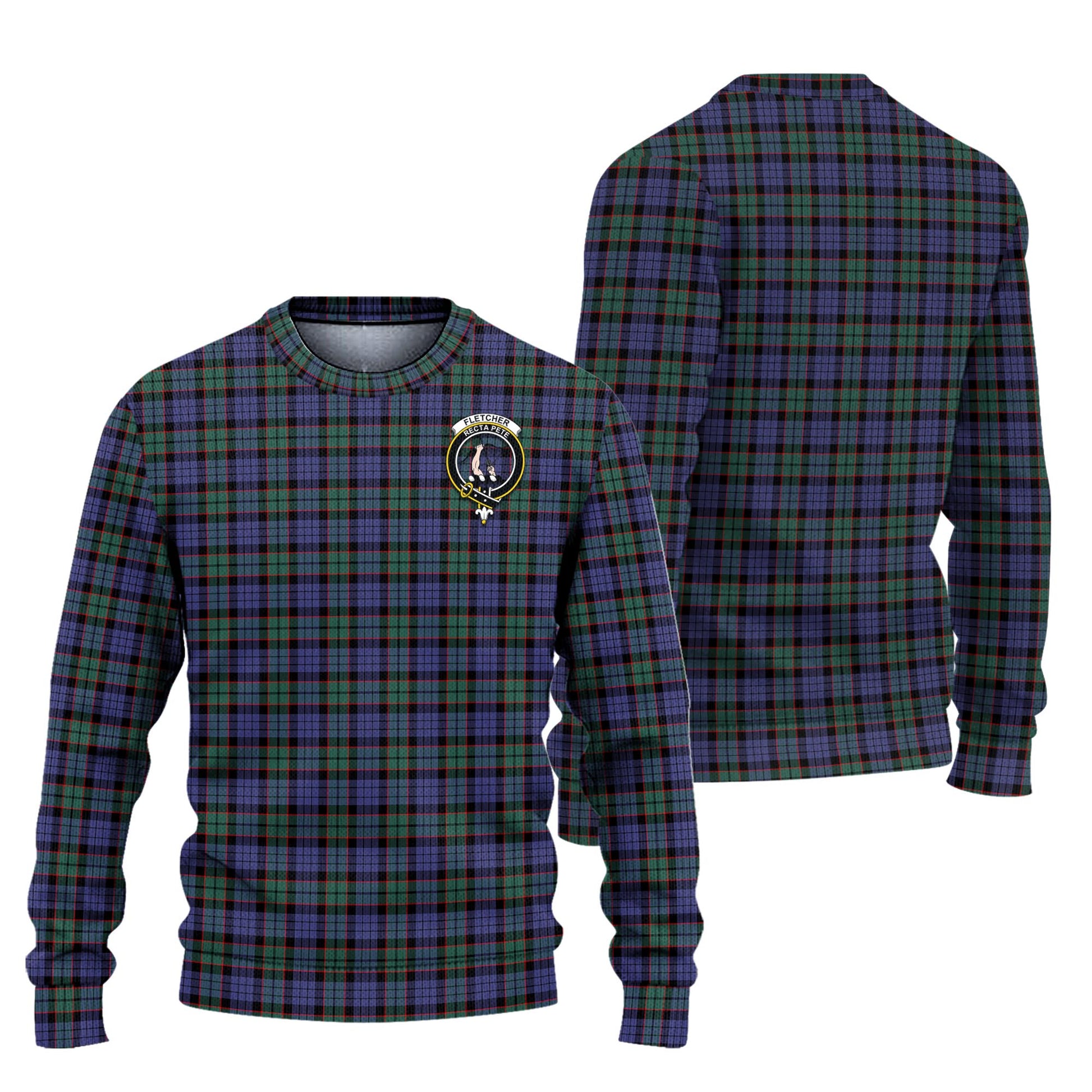 Fletcher Modern Tartan Knitted Sweater with Family Crest Unisex - Tartanvibesclothing