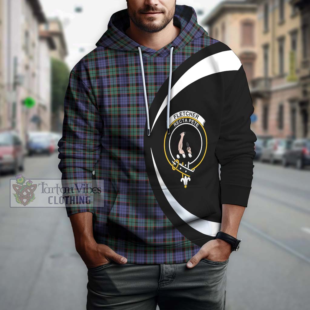 Tartan Vibes Clothing Fletcher Modern Tartan Hoodie with Family Crest Circle Style