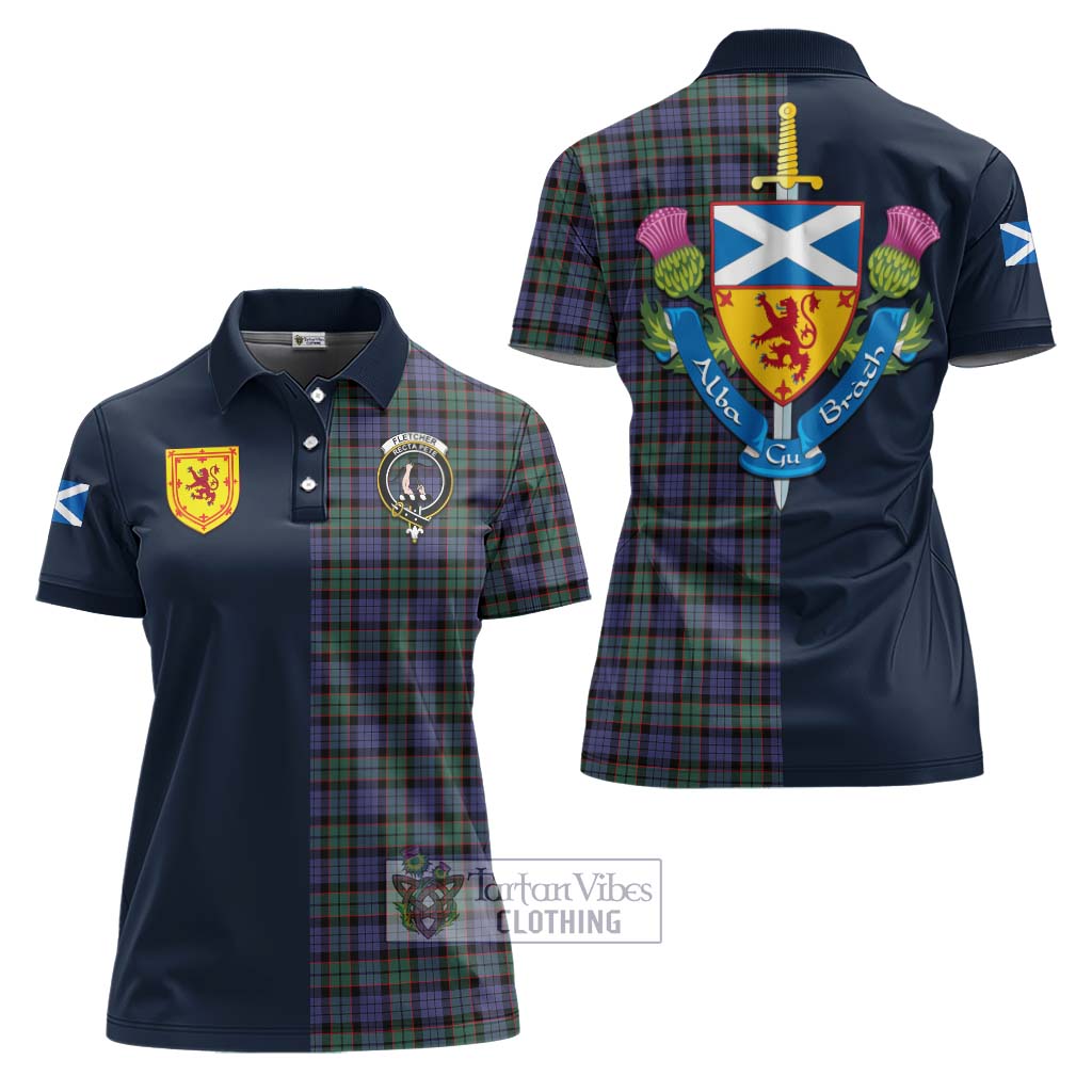 Tartan Vibes Clothing Fletcher Modern Tartan Women's Polo Shirt with Scottish Lion Royal Arm Half Style