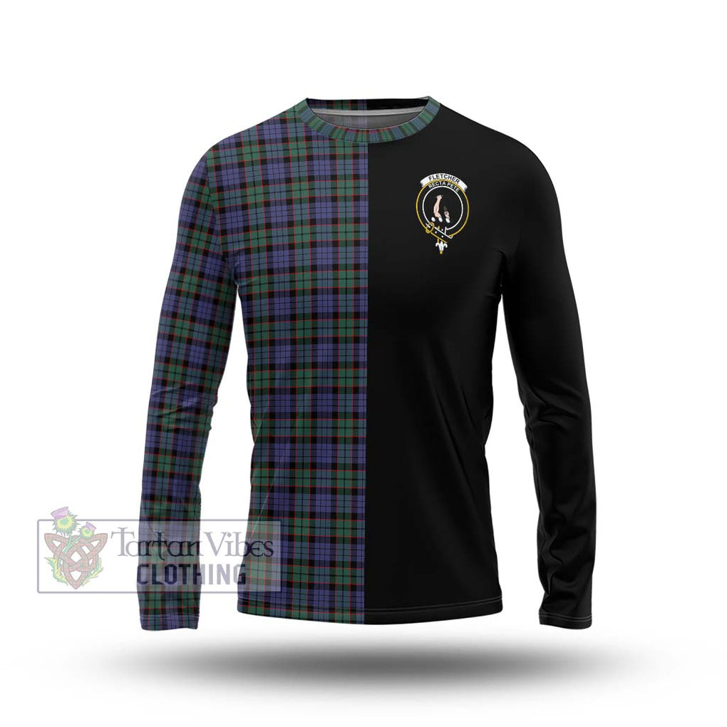 Fletcher Modern Tartan Long Sleeve T-Shirt with Family Crest and Half Of Me Style Unisex - Tartanvibesclothing Shop