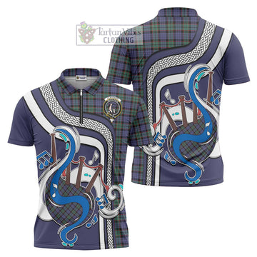 Fletcher Modern Tartan Zipper Polo Shirt with Epic Bagpipe Style