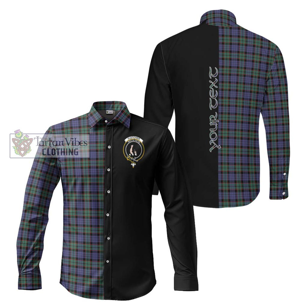 Fletcher Modern Tartan Long Sleeve Button Shirt with Family Crest and Half Of Me Style Men's Shirt S - Tartanvibesclothing Shop