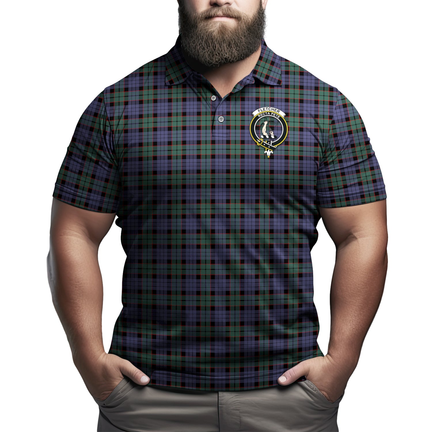 Fletcher Modern Tartan Men's Polo Shirt with Family Crest Kid - Tartan Vibes Clothing