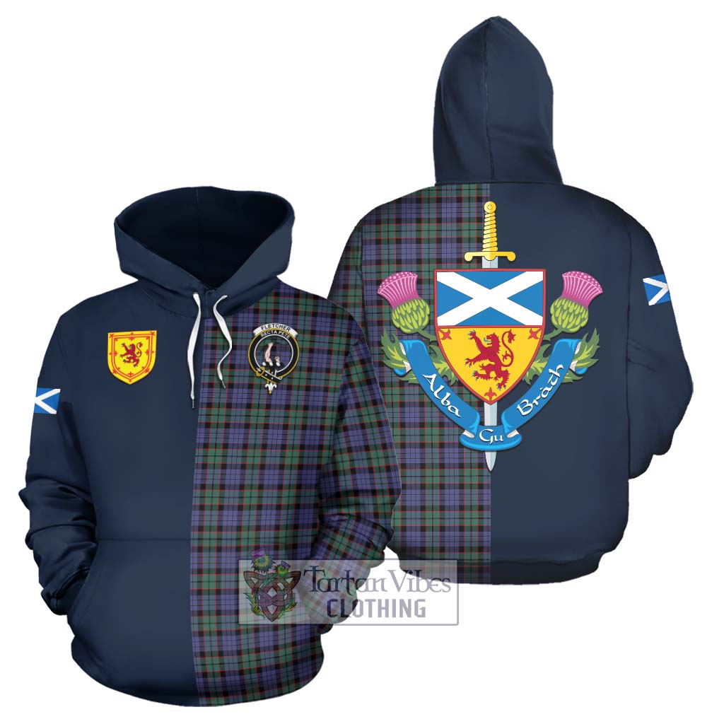 Tartan Vibes Clothing Fletcher Modern Tartan Hoodie with Scottish Lion Royal Arm Half Style