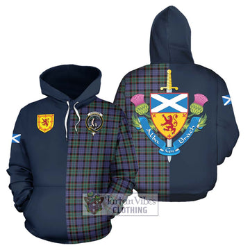 Fletcher Modern Tartan Hoodie with Scottish Lion Royal Arm Half Style