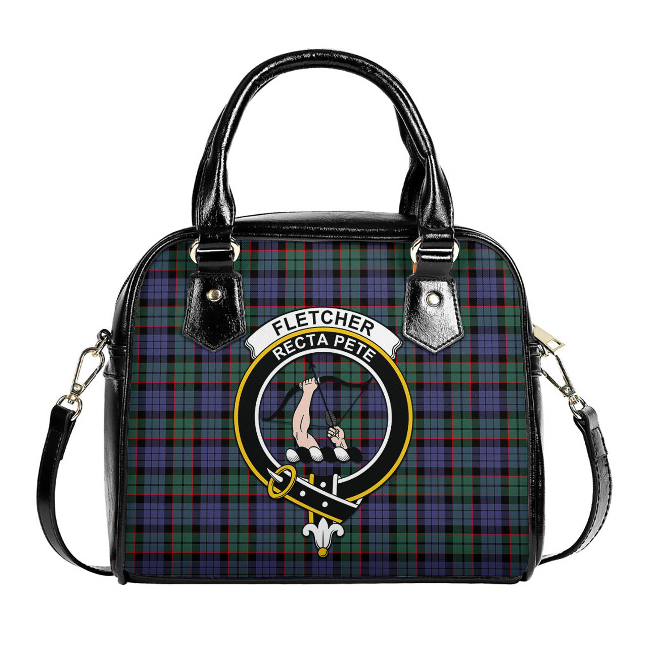 Fletcher Modern Tartan Shoulder Handbags with Family Crest One Size 6*25*22 cm - Tartanvibesclothing