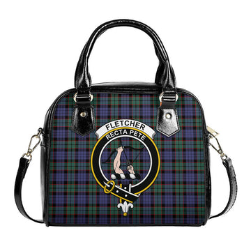 Fletcher Modern Tartan Shoulder Handbags with Family Crest