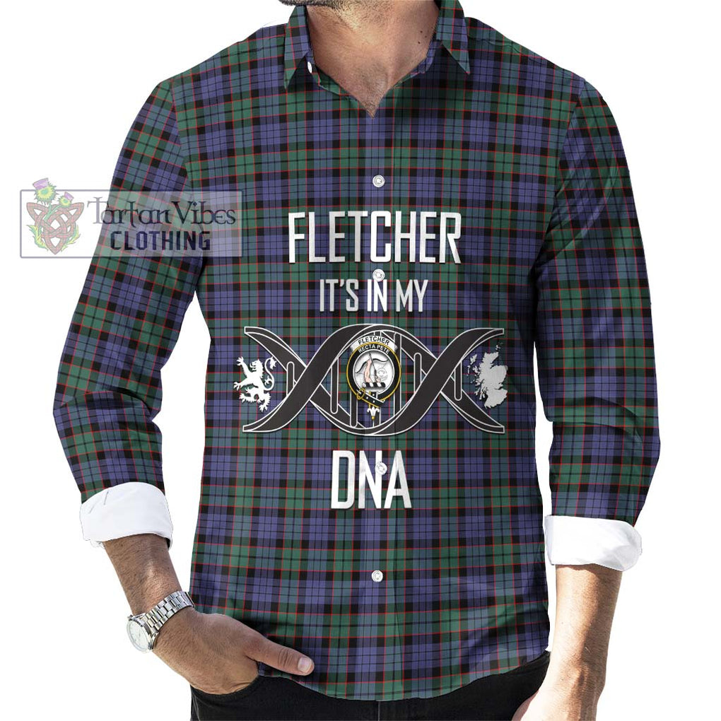 Fletcher Modern Tartan Long Sleeve Button Shirt with Family Crest DNA In Me Style Men's Shirt S - Tartanvibesclothing Shop